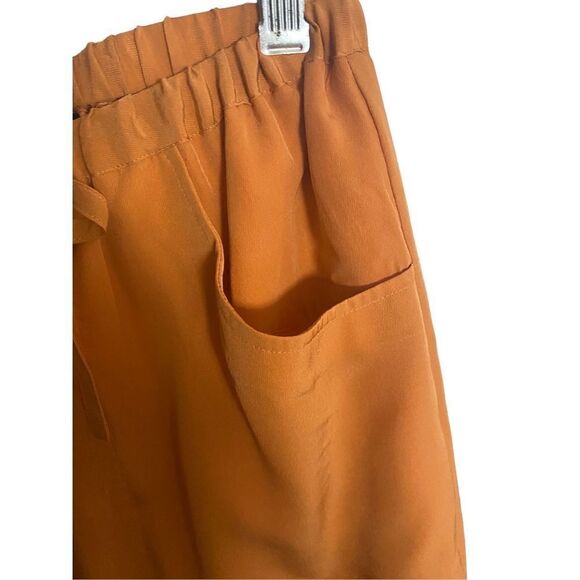 Terry Lewis NWT 100% silk elastic burnt orange pants size XS - Picture 3 of 5